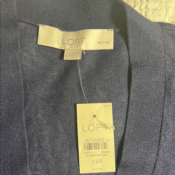 LOFT Deep Blue Button-Up Cardigan - Picture 2 of 7